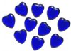 10 7x24mm Transparent Cobalt Glass Heart Pendant Beads